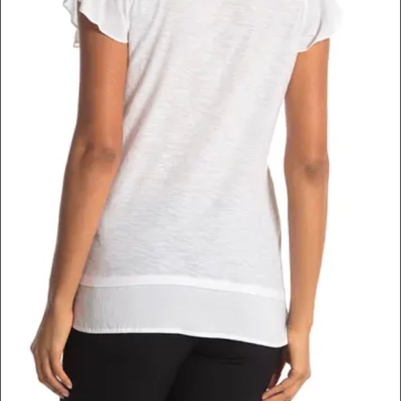 Vince Camuto Vintage Band White Flutter Sleeve Short Sleeve Top Medium - Picture 3 of 9